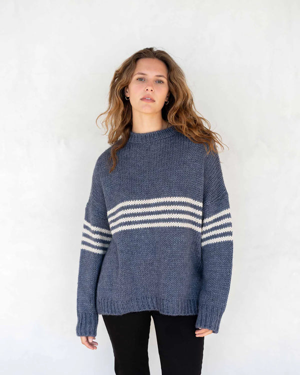Mersea Seacoast Stripe Sweater Harbor Blue