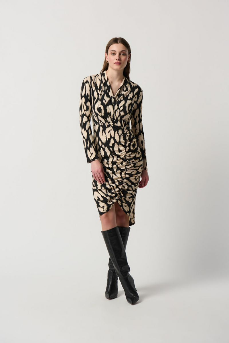 Joseph Ribkoff Black/Beige Animal Foil Print Silky Knit Sheath Dress S Dan's Southern Prep Joseph Ribkoff Black/Beige Animal Foil Print Silky Knit Sheath Dress S Dan's Southern Prep