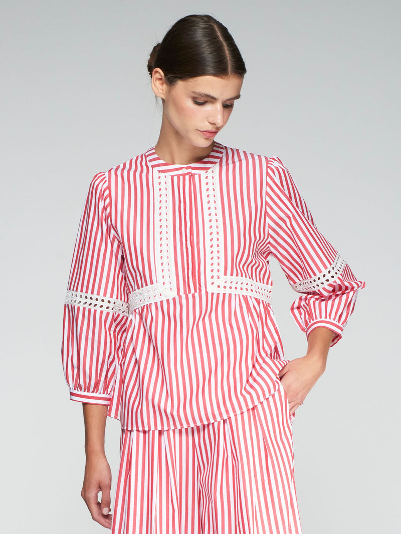 Vilagallo Jolie Raya Poplin Blouse Red