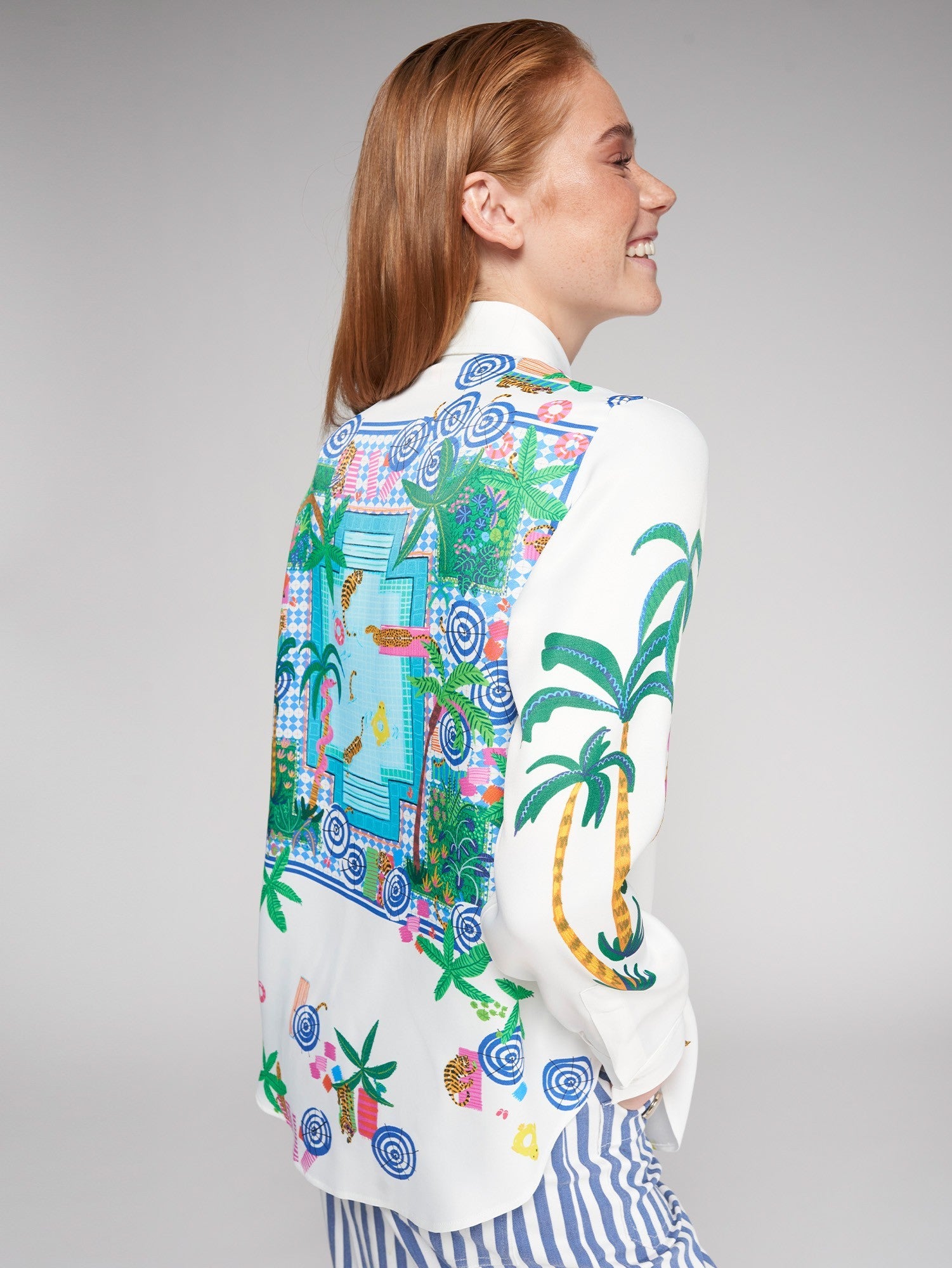 Vilagallo GABY White Cowboy Print Shirt Blouse 31868