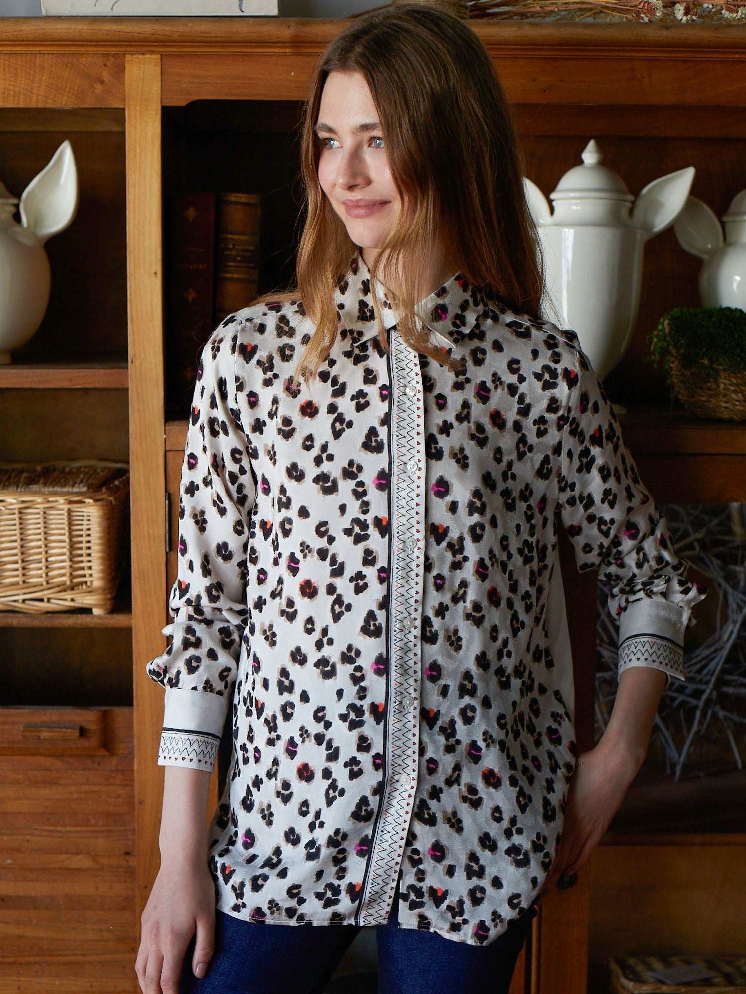 Vilagallo Multi Checkered Dog Print Shirt
