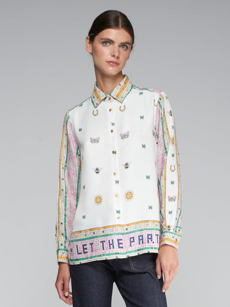 Vilagallo Tea Mosaico Estampado Shirt White
