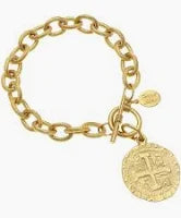 Susan Shaw Gold Coin Drop Bracelet