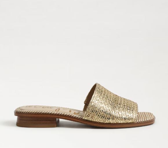 Sam Edelman Sabrina Mule Slide Sandal Gold Raffia