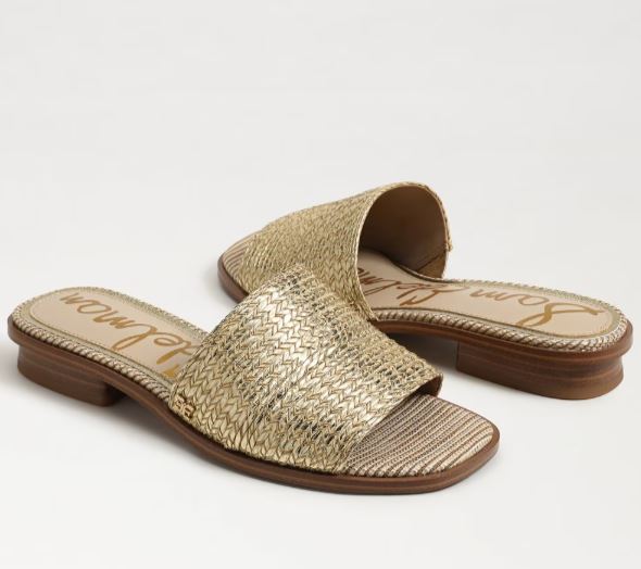 Sam Edelman Sabrina Mule Slide Sandal Gold Raffia
