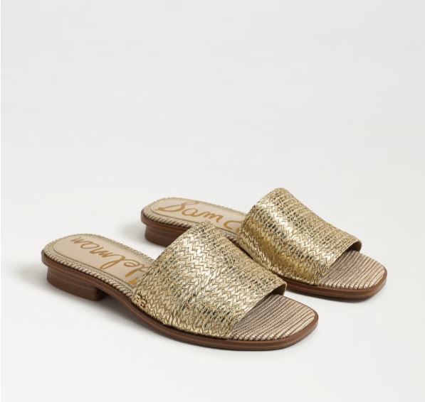 Sam Edelman Sabrina Mule Slide Sandal Gold Raffia