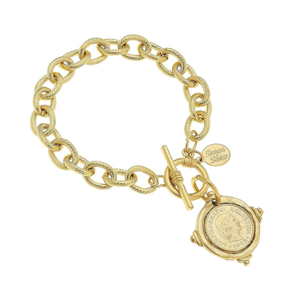 Susan Shaw Coin Toggle Bracelet Gold