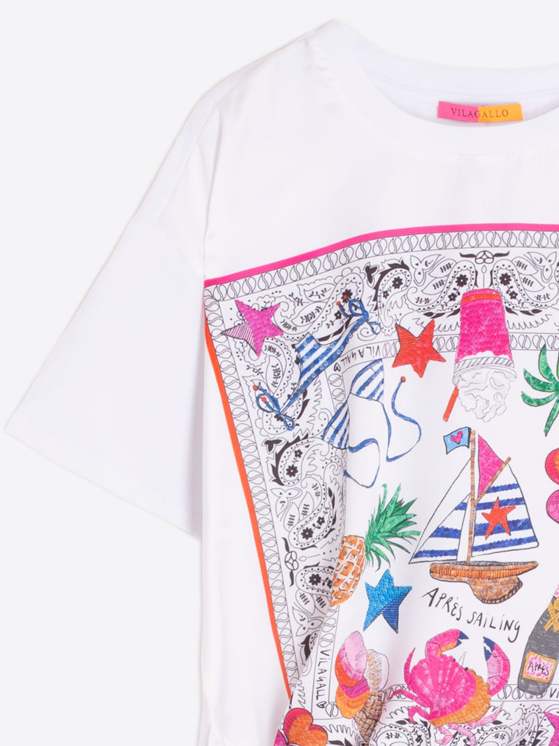Vilagallo Keira Bandana Print T-Shirt White
