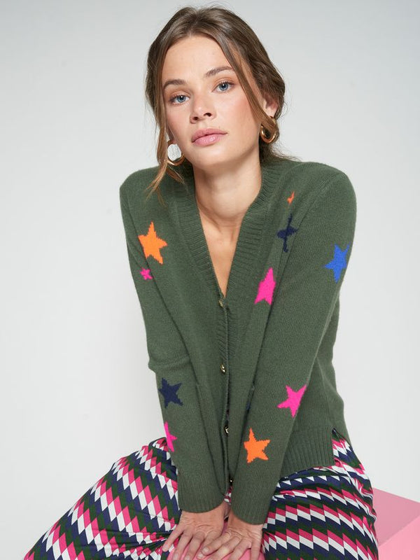 Vilagallo Knalina Stars Cardigan Green