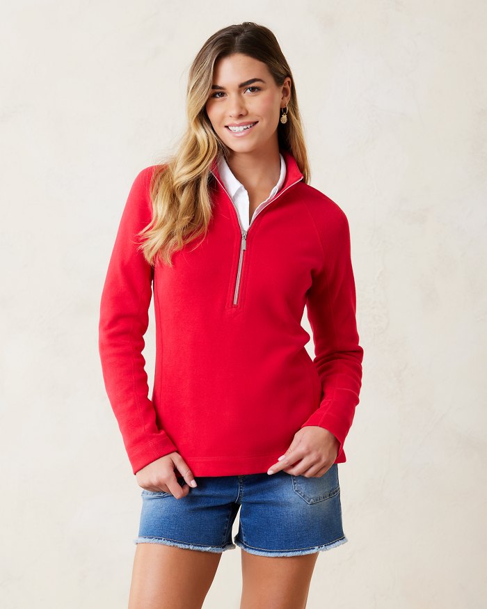 Tommy Bahama The New Aruba Half-Zip Sweatshirt Tango Red