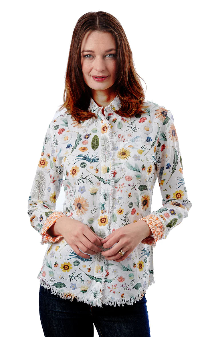 Dizzy Lizzy Cape Cod Tunic White Botanical Print
