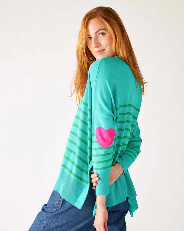 Mersea The Amour Sweater With Heart Patch- Turquoise/Jade