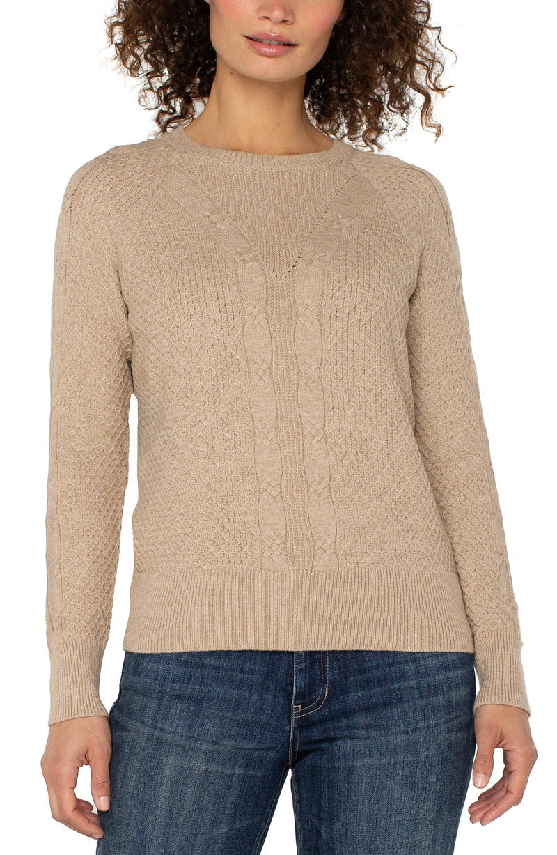 Liverpool Long Sleeve Crew Neck Raglan Sweater Harvest Khaki Melange