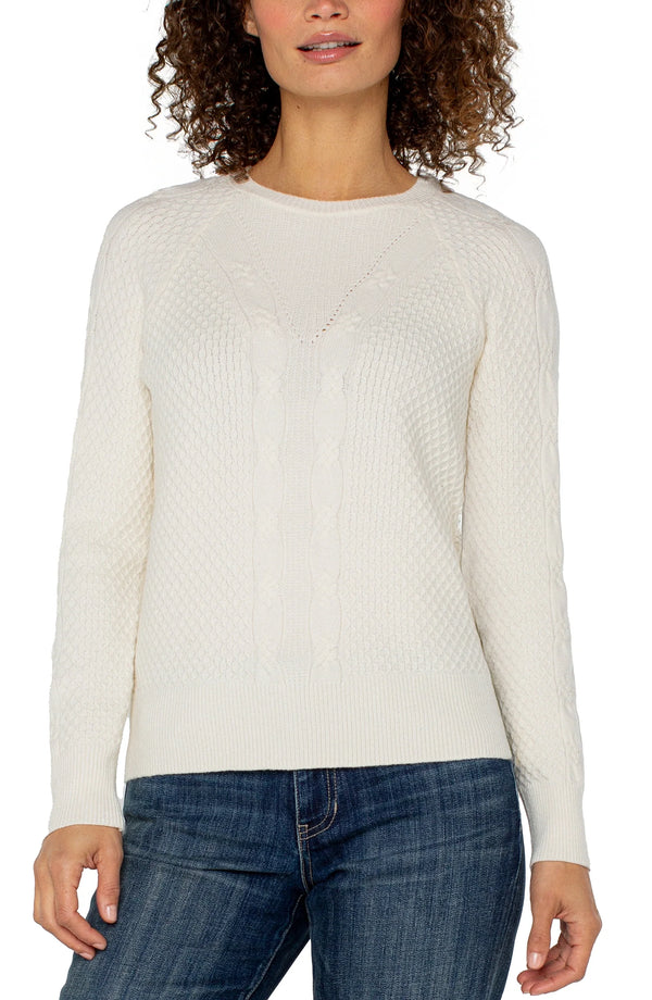 Liverpool Long Sleeve Crew Neck Raglan Sweater Alabaster