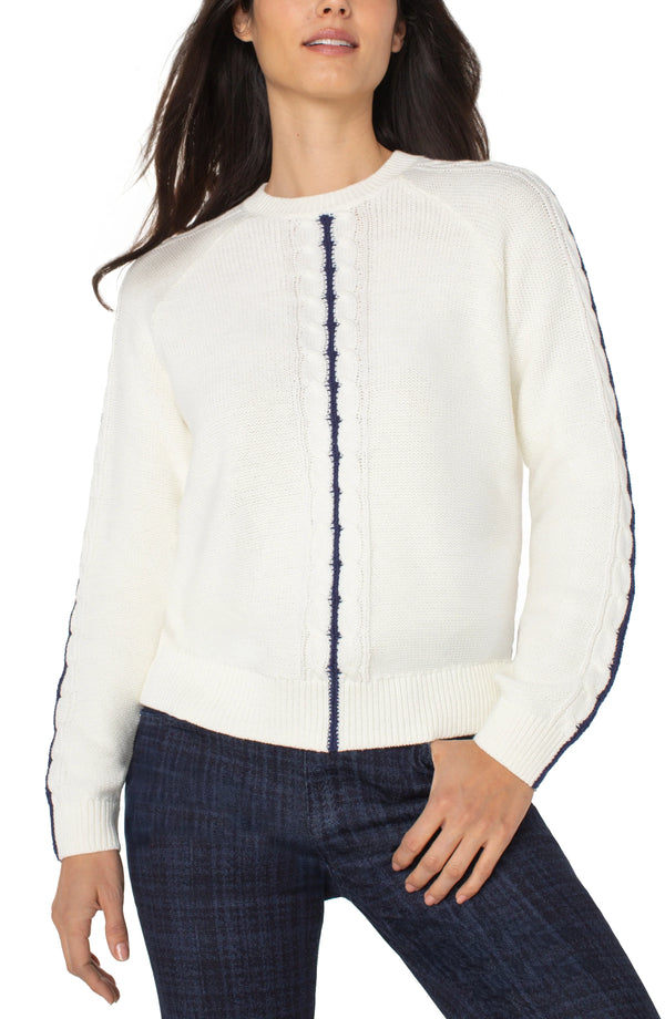 Liverpool Long Sleeve Crew Neck Raglan Sweater White/Navy
