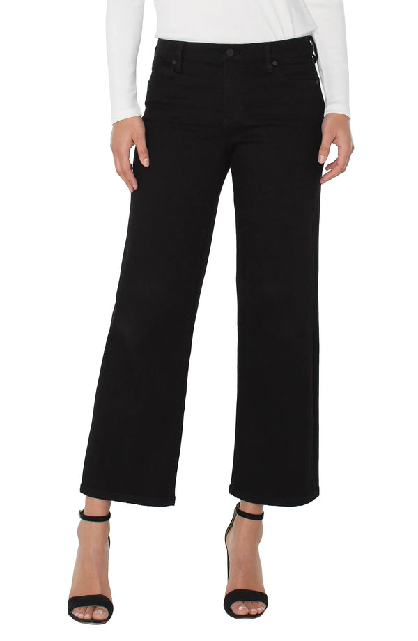 Liverpool The Stride Hi-Rise Crop Wide Leg Black Rinse