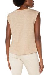 Liverpool Sleeveless Woven Knit Top Champagne