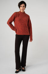 Liverpool Long Sleeve Mock Neck Sweater W/ Buttons Rust