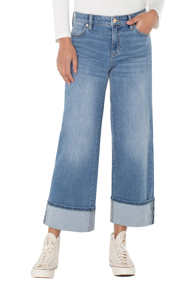 Liverpool Morgan Cuffed Wide Leg Jean Klamath