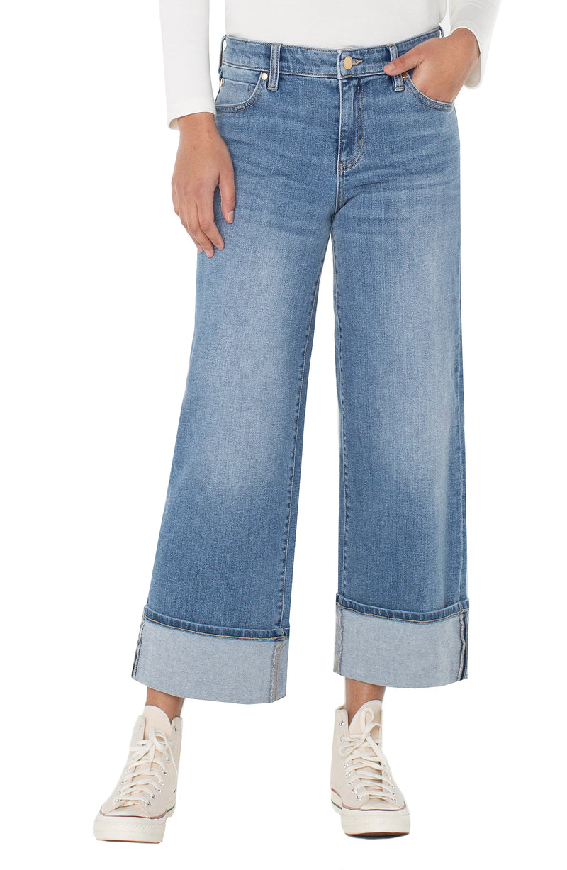 Liverpool Morgan Cuffed Wide Leg Jean Klamath