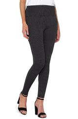 Liverpool Pearl Pull-On Leggings Black and White Mini Grid