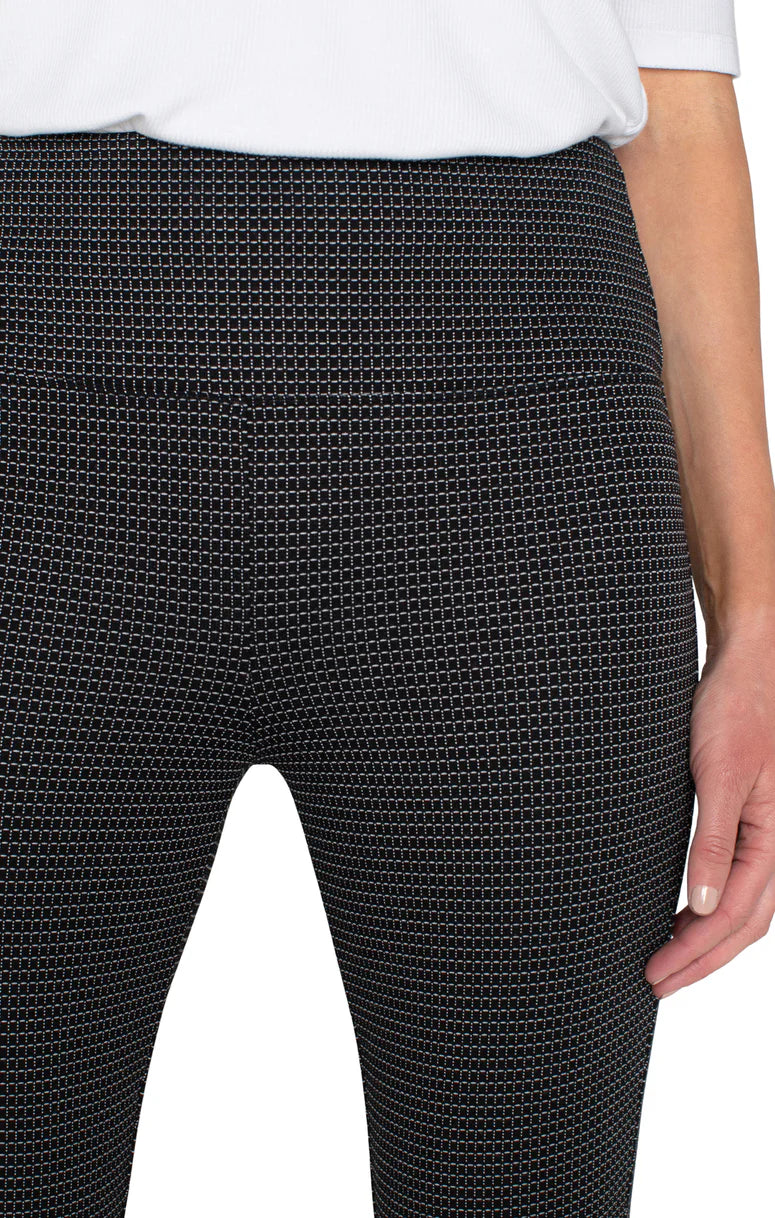Liverpool Pearl Pull-On Leggings Black and White Mini Grid