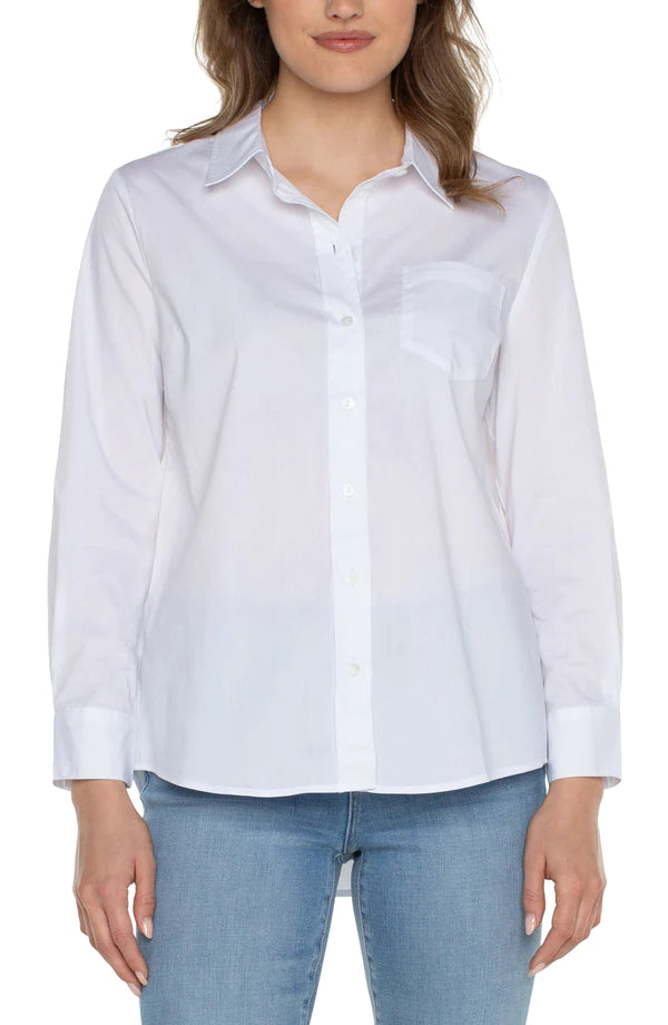 Liverpool Classic Button Front Poplin Shirt White