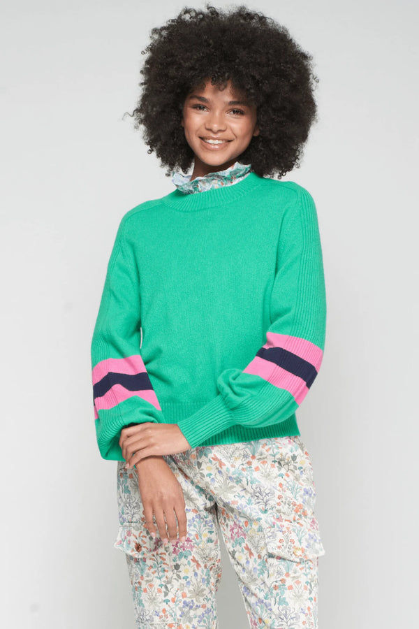 Vilagallo Green Pink & Navy Balloon Sleeve Jumper 32725