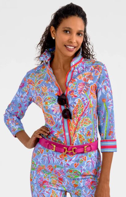 Gretchen Scott Boyfriend Shirt - Vintage Vine Periwinkle