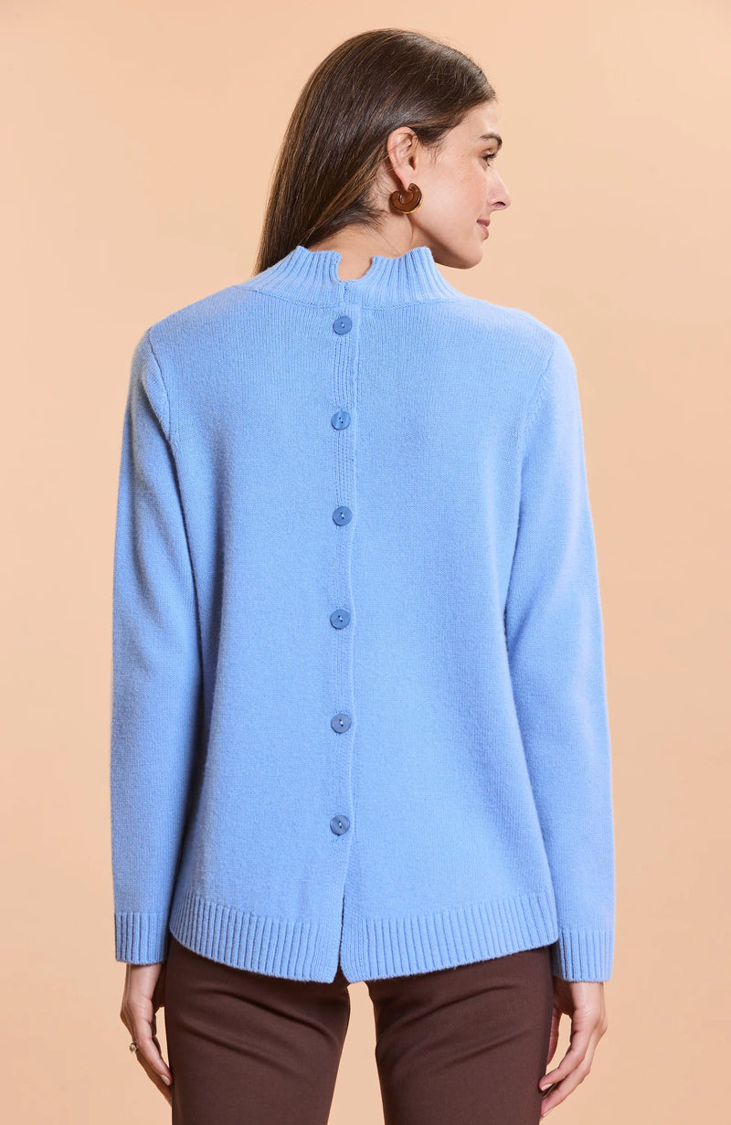 Tyler Boe Button Back Cashmere Sweater Wedgewood