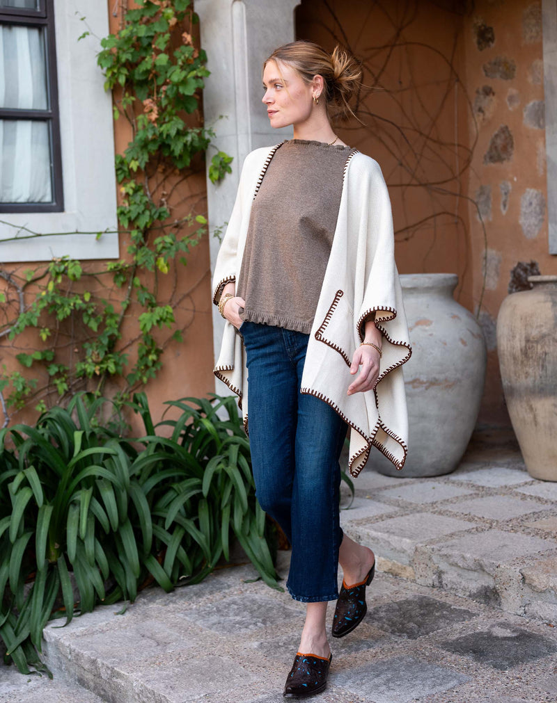 Mersea Whipstitch Travel Wrap Cream/Bronze