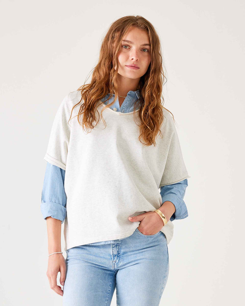 Mersea Frenchie V Neck Short Sleeve Ash Heather