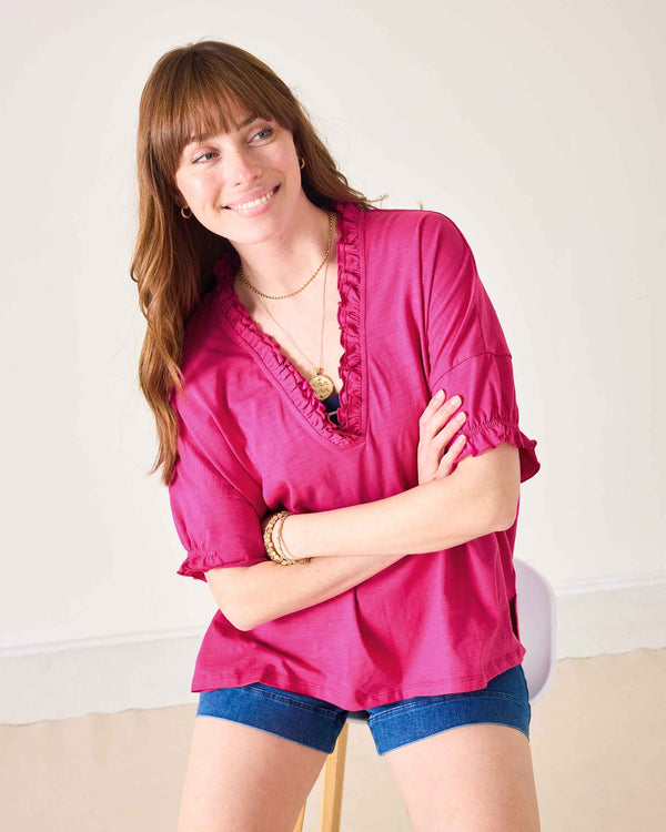 Mersea Amelia Ruffle Tee Magenta