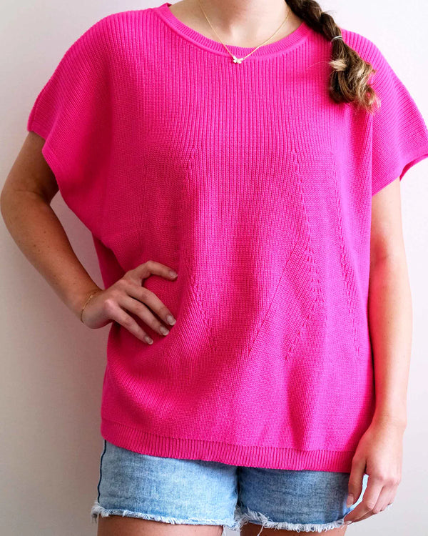 Mersea Camden Short Sleeve Sweater Magenta