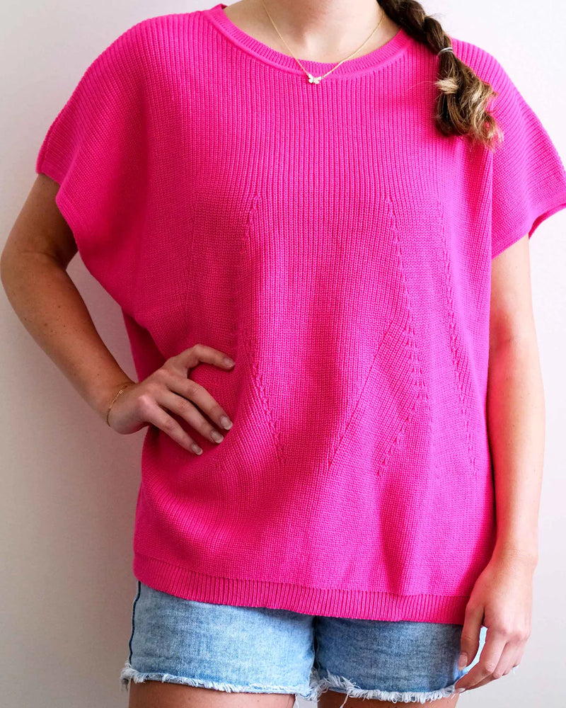 Mersea Camden Short Sleeve Sweater Magenta