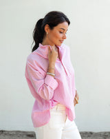 Mersea/Voyager Emerson Pop Up Collar Top Pink Stripe