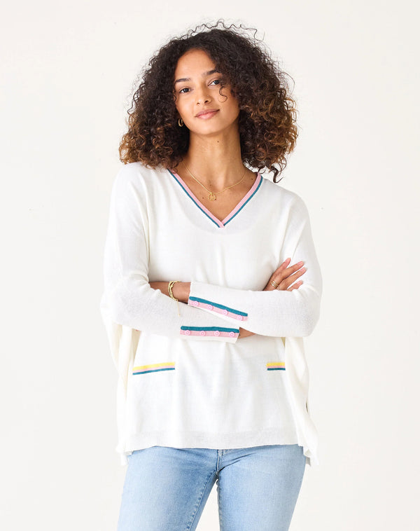 Mersea Catalina V-Neck Sweater Off White Multi Petite