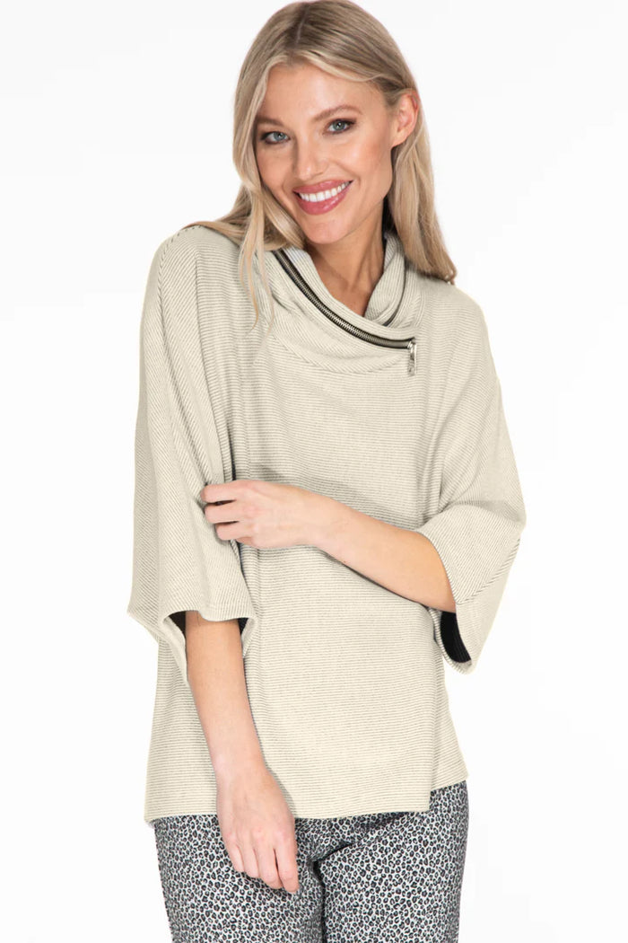 Multiples Zip Cowl Collar Top Vanilla – Dan's Southern Prep