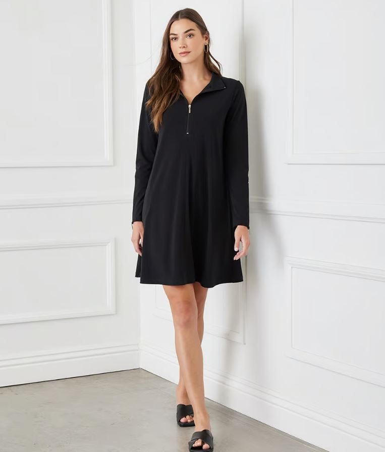 Karen Kane Zip Up Travel Dress Black