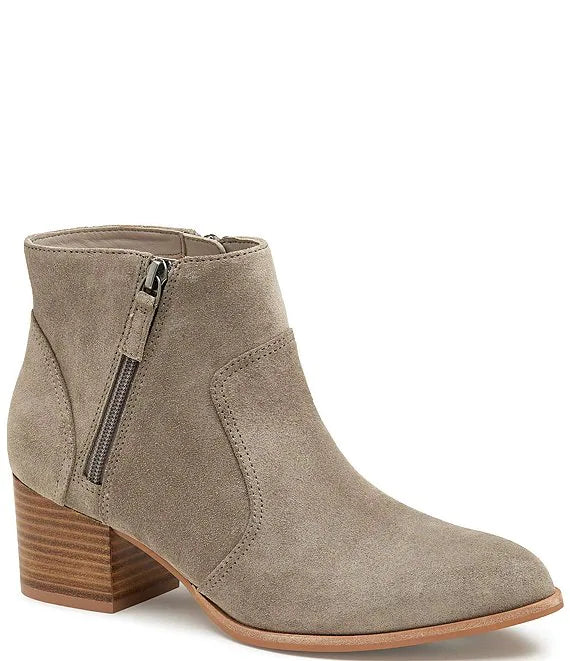 Johnston & Murphy Trista Double-Zip Bootie Taupe Suede
