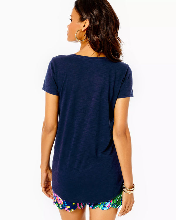 Lilly Pulitzer Etta V-Neck Top True Navy