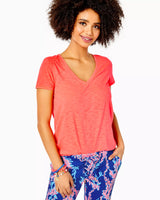 Lilly Pulitzer Etta V-Neck Top Spicy Coral  *