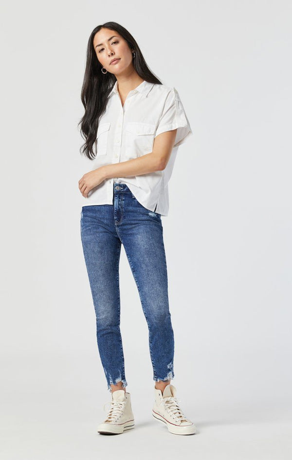 Mavi Tess Mid Destroyed Hem Jeans Organic Blue