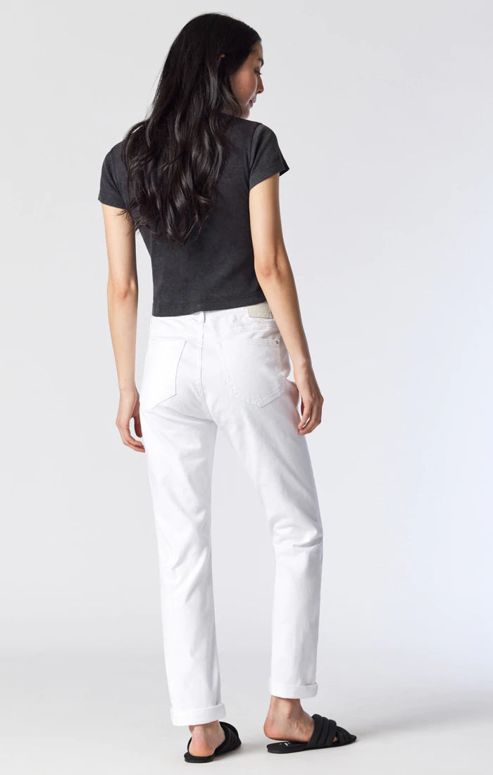 Mavi Kathleen High Rise Boyfriend Jean White STR