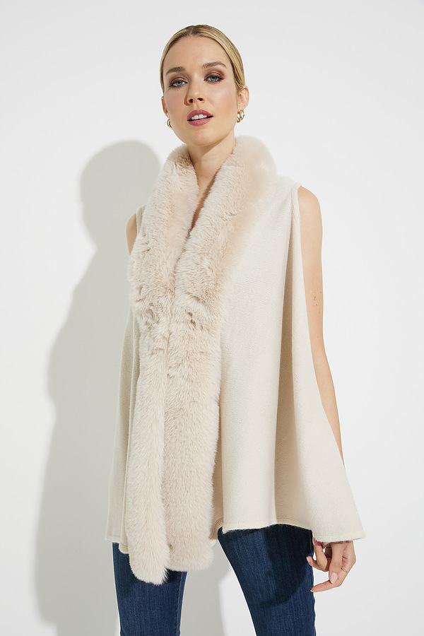 Joseph Ribkoff Faux Fur Vest Style 224957 Oatmeal