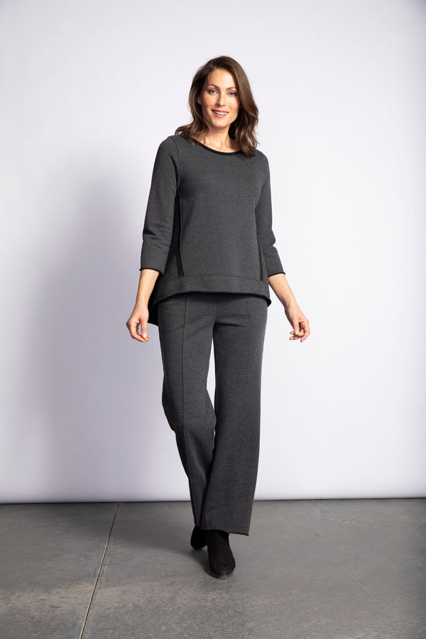 Liv by Habitat Clothes Heathered French Terry Straight Pant Black