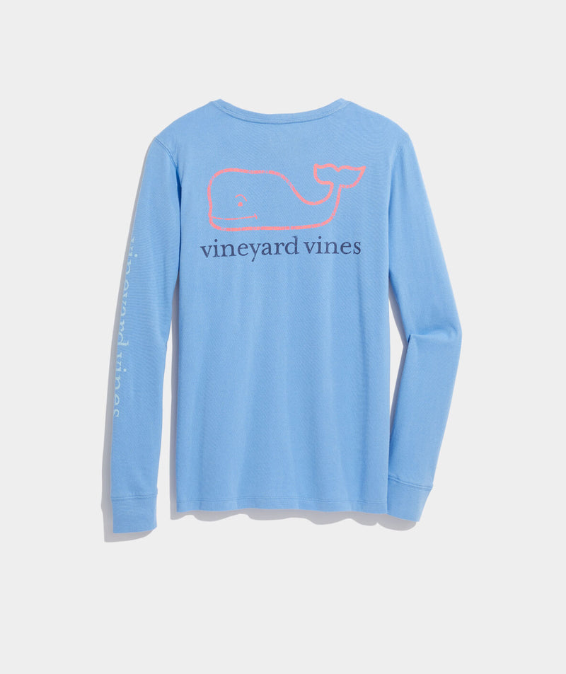 Vineyard Vines Long Sleeve Vintage Whale Pocket Tee Bayside Blue