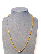 LJ Sonder Barrel Necklace with Hammered Barrel Gold Chain