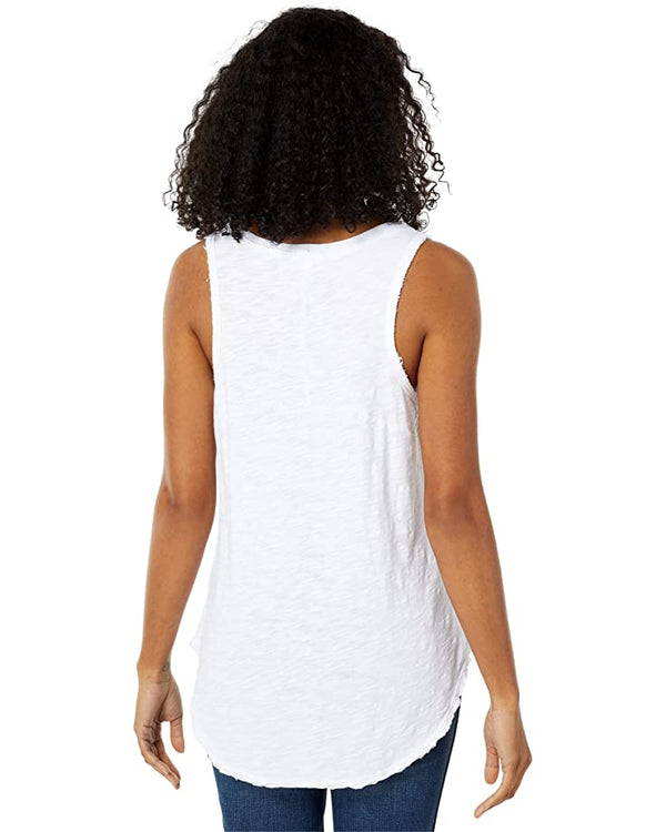 Dylan Slub Cotton Deep-V Sleeveless Top White