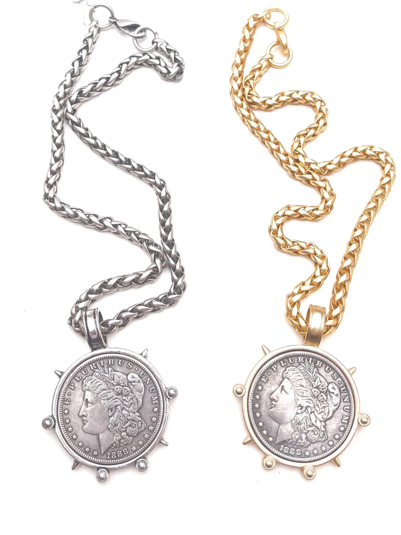 LJ Sonder Morgan Thick Necklace with Large Coin Gold